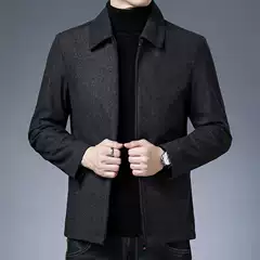 Woolen Warm Lapel Jacket Autumn and Winter Casual Men's Simple Dad Jacket Autumn and Winter Jacket Cross-Border E-Commerce