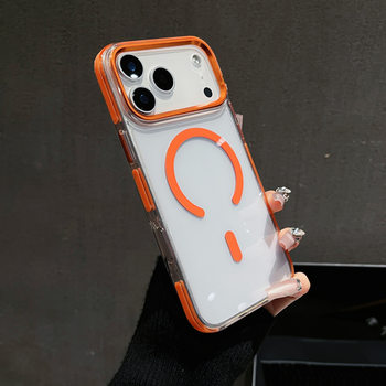 Cross-Border Applicable Apple 17Promax Mobile Phone Case Acrylic Magnetic Anti-Fall Transparent Iphone16 Case