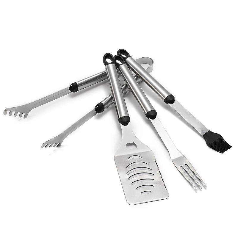 Bbq Outdoor Barbecue Combination Set with Rubber Handle Stainless Steel Grill Tools 4-Piece Set for Home Outdoor Excursions American Style