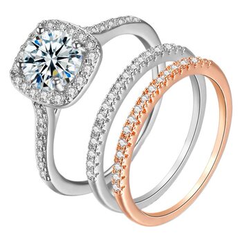 Amazon Cross-Border Micro-Encrusted Zircon Rings for Women, Niche High-End European and American Design Set Rings Wholesale