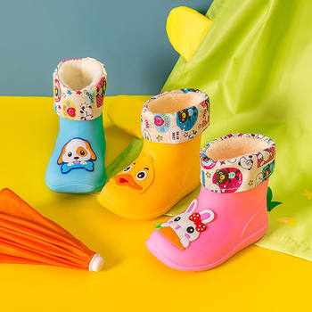 Baby rain shoes women children's non-slip rain boots plus velvet boys Cute kindergarten girls Children's waterproof shoes wholesale