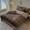 2025 Autumn/Winter New Milk Velvet Bed Cover Four-Piece Set, Non-Slip Winter Fleece-Lined Quilted Bed Sheet Three-Piece Set