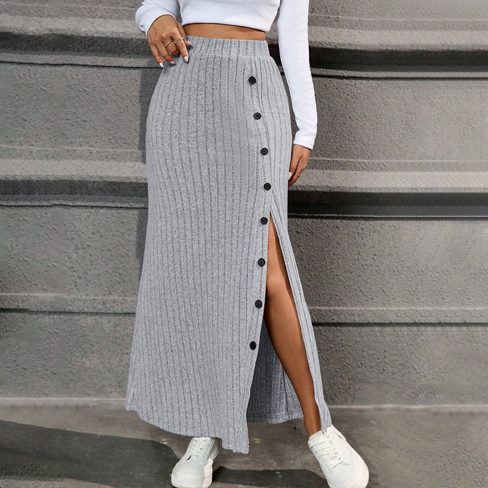 High Waisted Maxi Skirt Simple Versatile Draped Design Spring Summer Casual Wear Wholesale Available