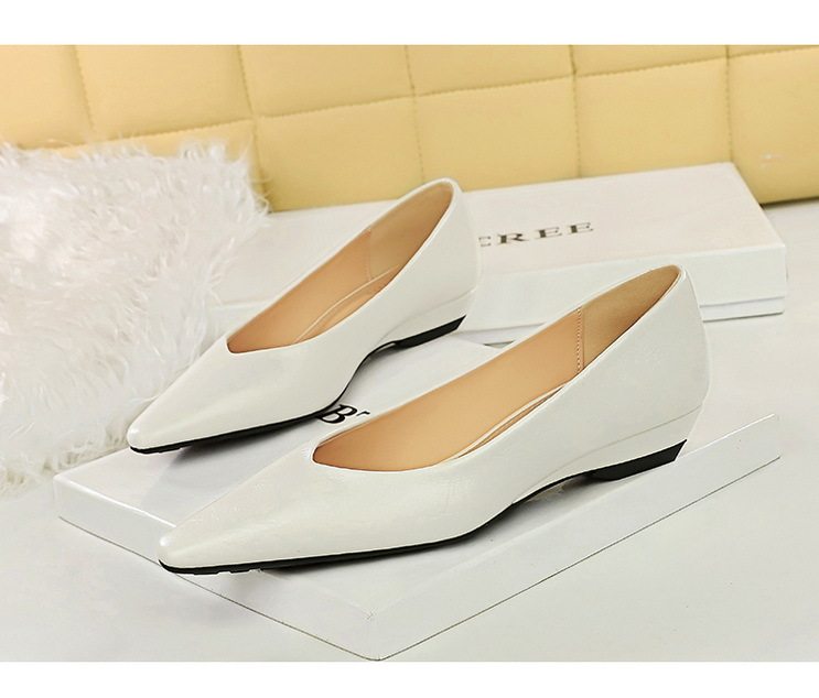 Giày Búp Bê Nữ Mũi Nhọn Da Bóng Chiều Cao Đế Khoảng 3cm Màu Đen, Nâu, Đỏ, Trắng chi tiết 22