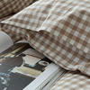 Japanese Style Washed Cotton Four-Piece Set All Cotton Naked Sleeping Soft Cotton Simple Plaid Bed Sheet Quilt Cover Bedding Kit