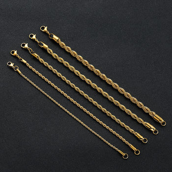 Twist Chain 2Mm3Mm4Mm5Mm6Mm Vacuum Electroplated Stainless Steel Multi-Width Multi-Color Twist Bracelet