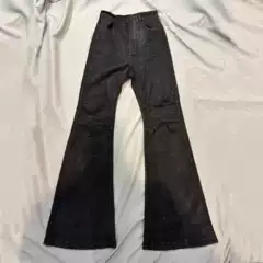 American High Street Vibe Style Niche Handmade Wax-Coated Micro-Flared Floor-Length Jeans Stretch Straight Pants for Men