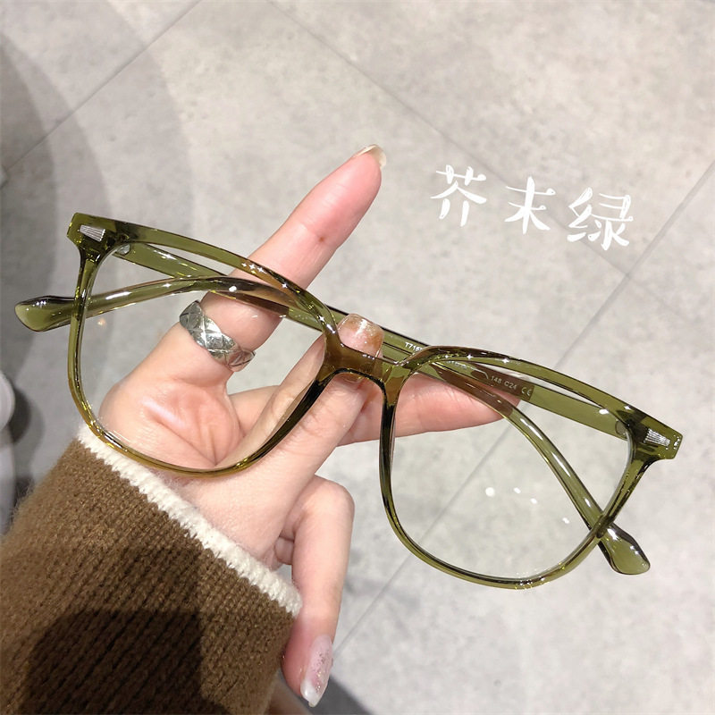 Square nail flat lens net red ins decorative large frame glasses Korean cold tea plain glasses frame can be used for myopia wholesale