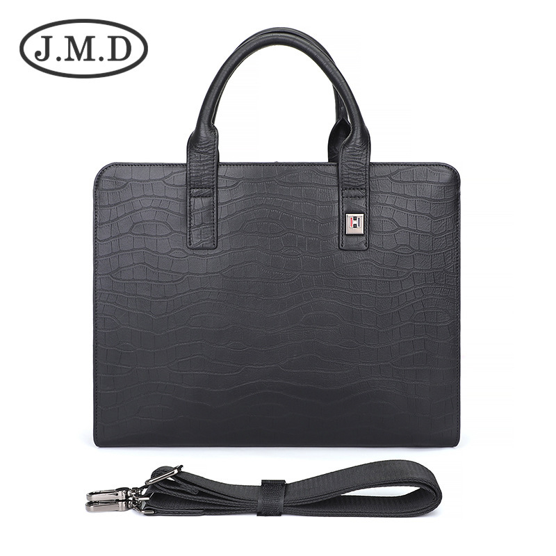 Cặp da nam công sở da bò thật đựng laptop 14 inch — Màu đen