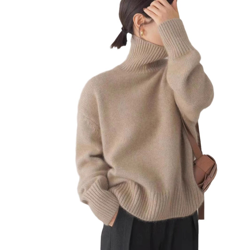 Chunky Turtleneck Sweater Thick Knit Loose Fit Solid Color Autumn Winter Casual Wear Wholesale Available