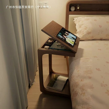 Movable Side Table, Small Table, Solid Wood Sofa, Cabinet Next to the Sofa, Small Coffee Table with Wheels, Bedroom Bedside, Simple Bedside Table