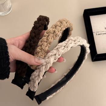 Hazelnut brown series! Wool woven twist braid hair band retro French girl headband hair pressing hairpin hair accessories