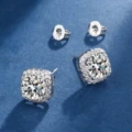 Ed-62 square bag earrings with one carat [6.5mm]