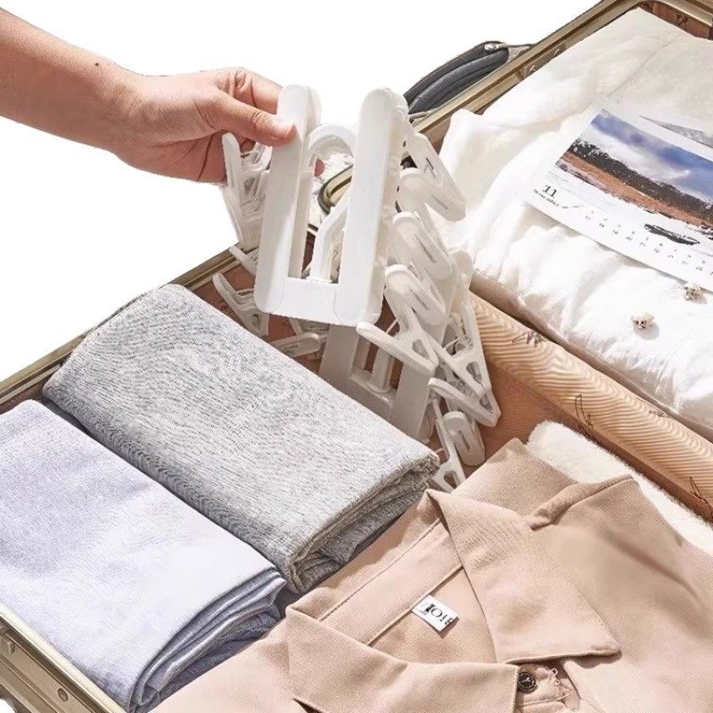 Clothes Hanger with Clips for Travel, Foldable Underwear and Sock Clips, Portable Clothes Drying Rack, Dormitory Storage Solution