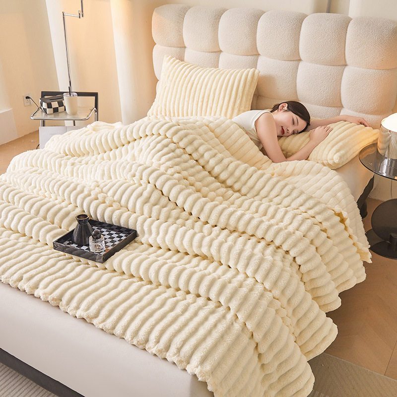 2025 New Rabbit Plush Blanket Nap Office Blanket Winter Thickened Coral Fleece Air-conditioning Quilt Sofa Blanket