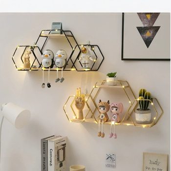 No-Drill Wall-Mounted Shelf, Creative Bedroom Wall Home Decor, Iron Wall-Mounted Wardrobe, Wall-Mounted Cosmetics Storage