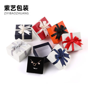 Manufacturer's Ready-Made Six-Color Bow Jewelry Box Heaven and Earth Cover Jewelry Packaging Box Necklace Earrings Jewelry Gift Box Wholesale