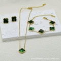 Emerald green double-sided mother-of-pearl three-piece set