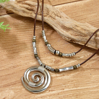 Temu Cross-border Hot Long Necklace Vortex Totem Vintage Bohemian Fashion Beach Women Necklace Pendant