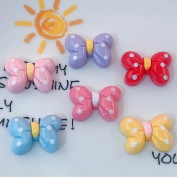Glossy Colorful Polka Dot Bow Tie Hairpin Hair Rope Water Cup Sticker Cream Glue DIY Shoe Buckle Resin Accessories