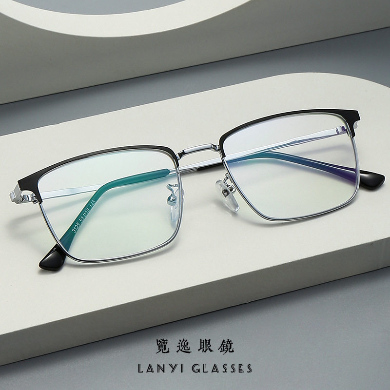 3125 classic business box flat glasses frame men's tide large frame metal anti-blue light myopia glasses frame wholesale