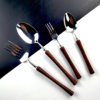 Cross-Border Exclusive Supply of Ins304 Stainless Steel Spoons, Western-Style Hotel Rosewood Handle Small Waist Knife and Fork, Chicken Wing Wood Spoon