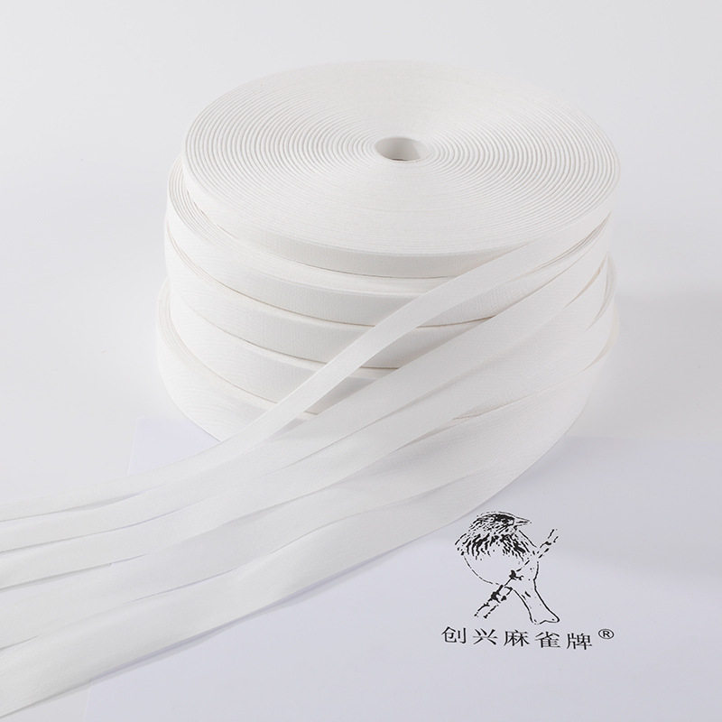 1cm wide white cotton trademark webbing edging cotton belt horizontal cotton webbing without fluorescent agent cotton webbing