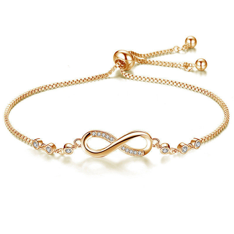 European and American Cross-border Geometric Infinite Loop 8-character Bracelet Women's Simple Fashion Crystal Adjustable Pull Bracelet Bracelet