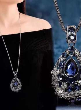 倾城之恋水晶毛衣链时尚百搭爱心长款项链气质女秋冬服装配饰挂件