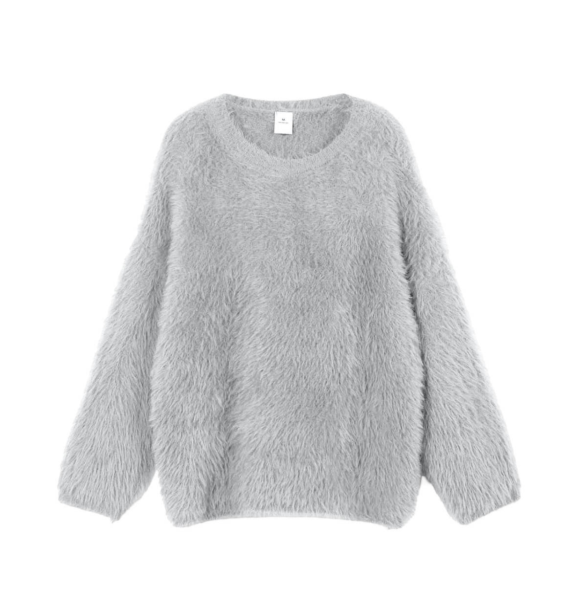 Womens Soft Knit Sweater Solid Color Round Neck Faux Mink Fabric Casual Everyday Wear Wholesale Available