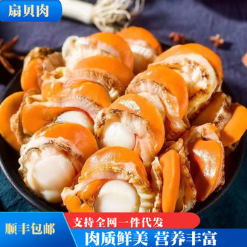 Fresh Frozen Scallops with Yellow Large Scallops Seafood Aquatic Products Fresh Scallops Garlic Scallops Barbecue Commercial Wholesale