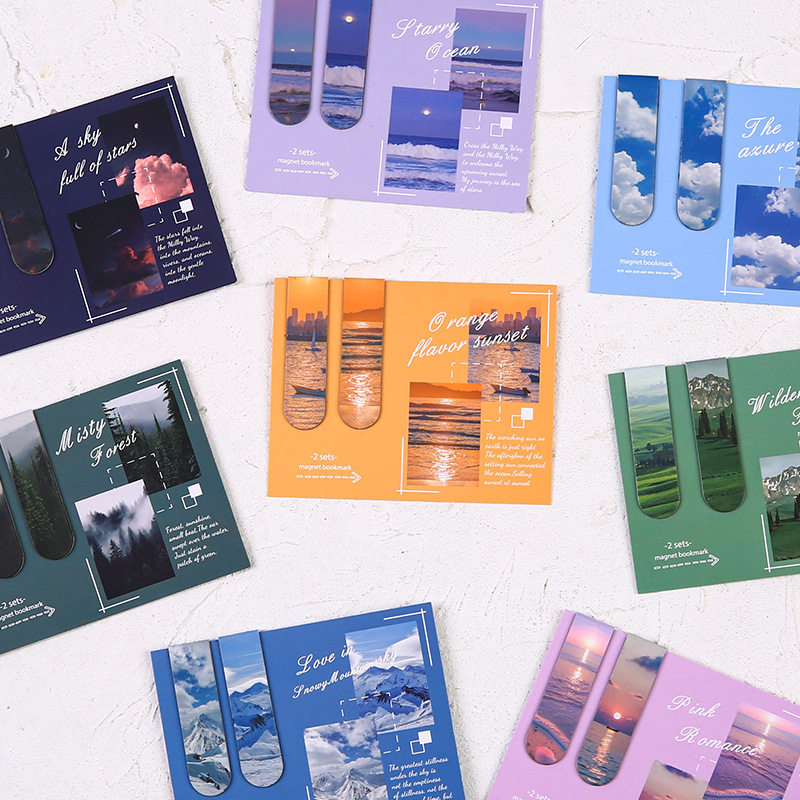 Artistic and Healing Magnetic Bookmarks, Creative Cloud-Shaped Reading Page Holders, Simple Ins-Style Double-Sided Decorative Magnetic Clips