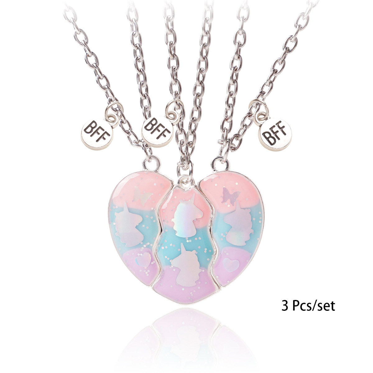 厂家供应儿童项链海豚滴油创意磁铁拼接爱心项链 拼接爱心礼物