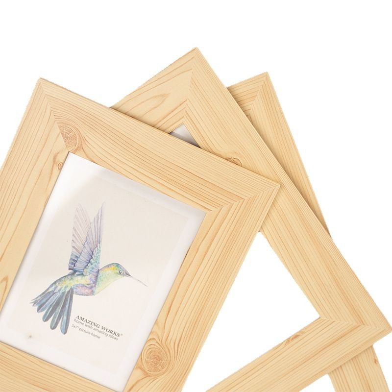 Mdf Covered Wood Veneer Wood Color Simple Wooden Photo Frame Table Wholesale Creative Framed Photo Wall Hanging Picture Frame Thin Frame