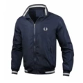 Navy blue embroidered white