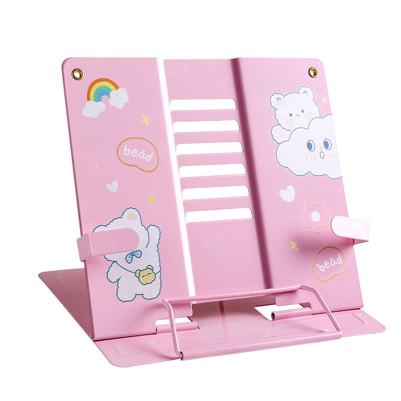 Kaba Bear Reading Stand Adjustable Book Stand for Elementary School Students Desktop Multifunctional Metal Book Holder Book Stand Holder