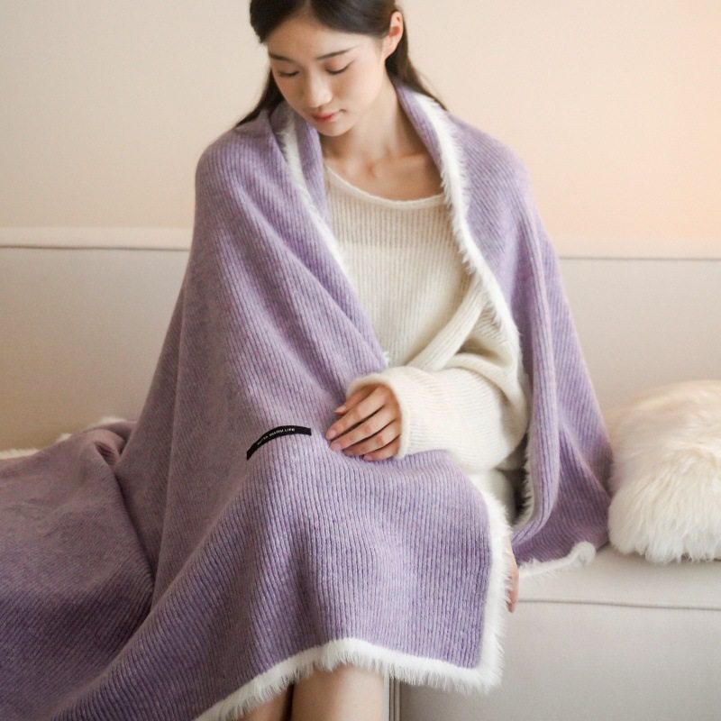 High-End Knitted Wool Blanket, Imitation Mink Blanket, Air-Conditioned Sofa Blanket, Nap Blanket, Shawl Blanket, Thickened Blanket