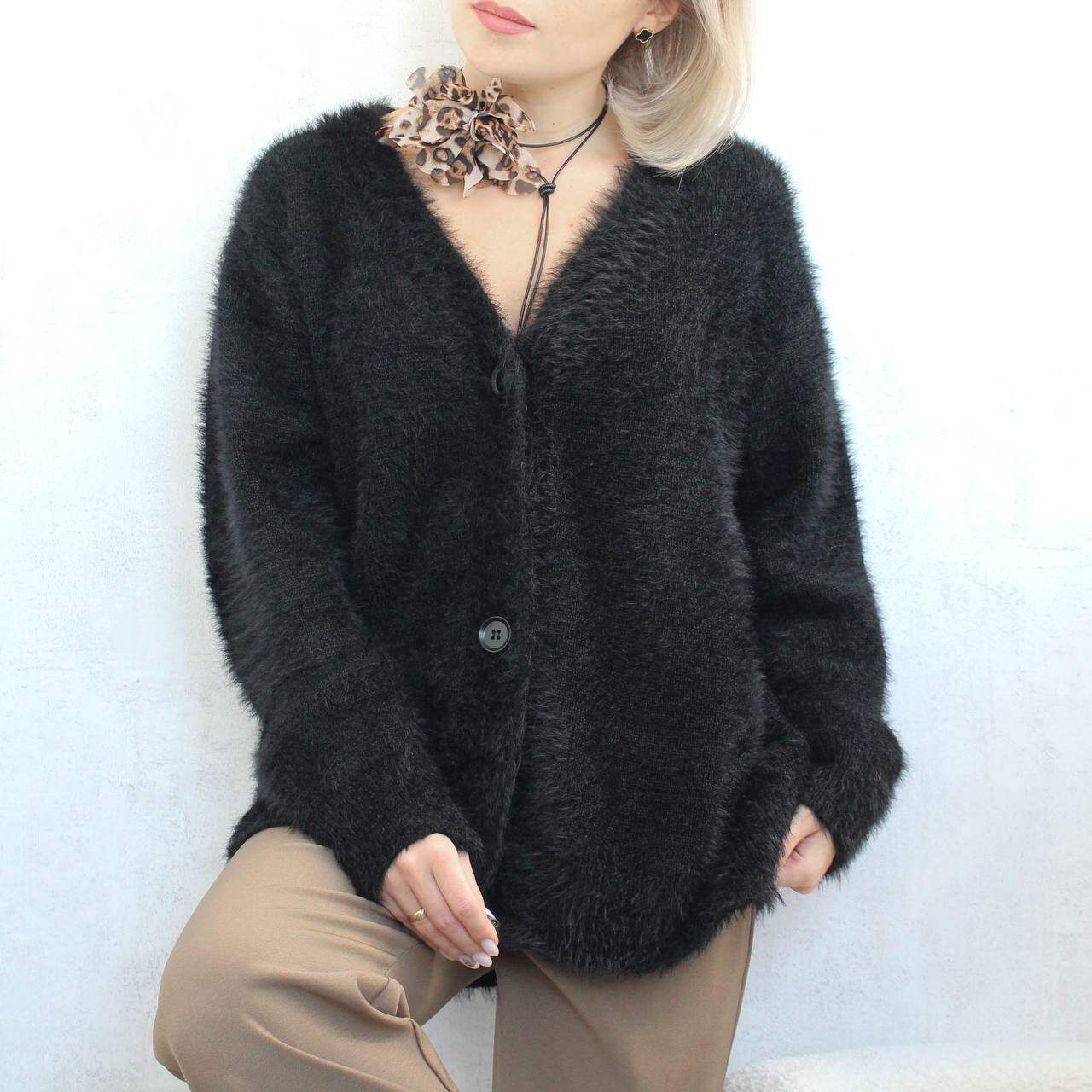 Womens Oversized Knit Cardigan Soft Faux Mink Fabric Long Sleeves Casual Style Perfect for Spring and Autumn