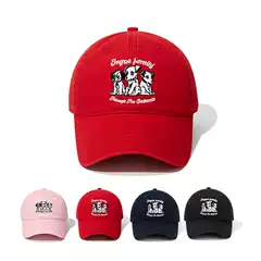 Baseball cap cute puppy embroidery logo retro red all-match sun hat production big head circumference cap wholesale