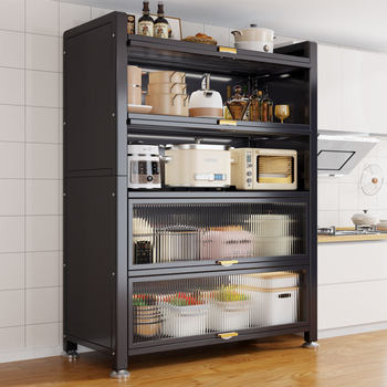 Kitchen Rack Large Capacity Multi-Layer Sideboard Multi-Function Microwave Pot Storage Cabinet Dust-Proof Storage Cabinet