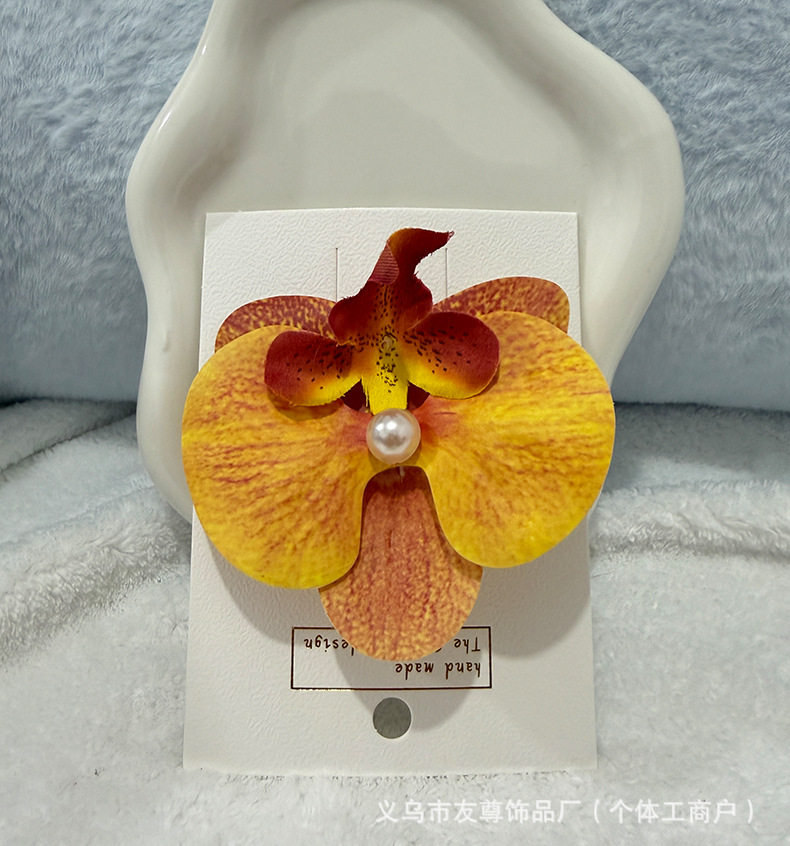 新款蝴蝶兰花朵发夹高颜值抓夹氛围感度假拍照鸭嘴夹发饰跨境头饰