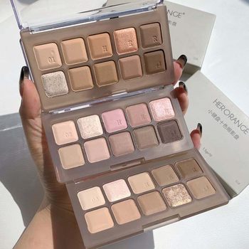Small Keyboard Ten-Color Eyeshadow Palette Pearlescent Matte Korean Style to Enhance Complexion Autumn and Winter Low Saturation Orange Brown Milk Tea Color Eyeshadow