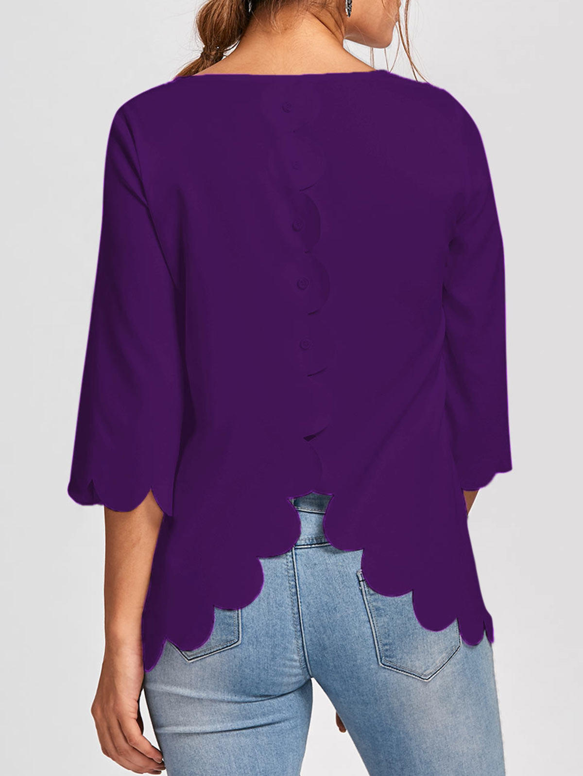 Casual Round Neck Short Sleeve T Shirt Solid Color Irregular Hem Floral Burnout Design Perfect for Everyday Wear