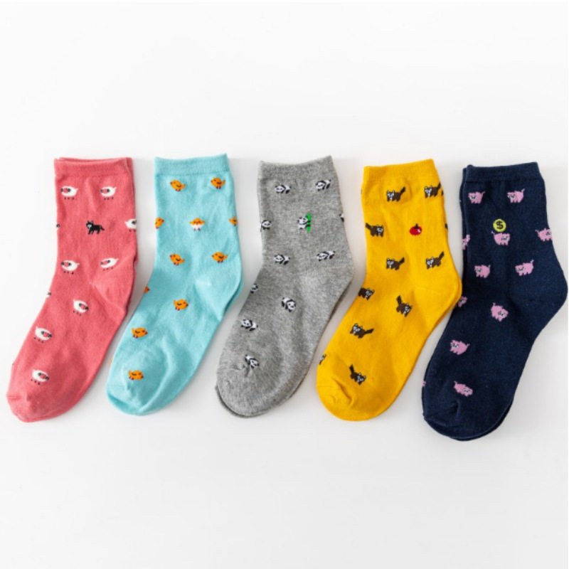 ฤดูใบไม้ผลิและฤดูใบไม้ร่วงใหม่การ์ตูนสุนัขตรงถุงเท้ากลางน่อง...