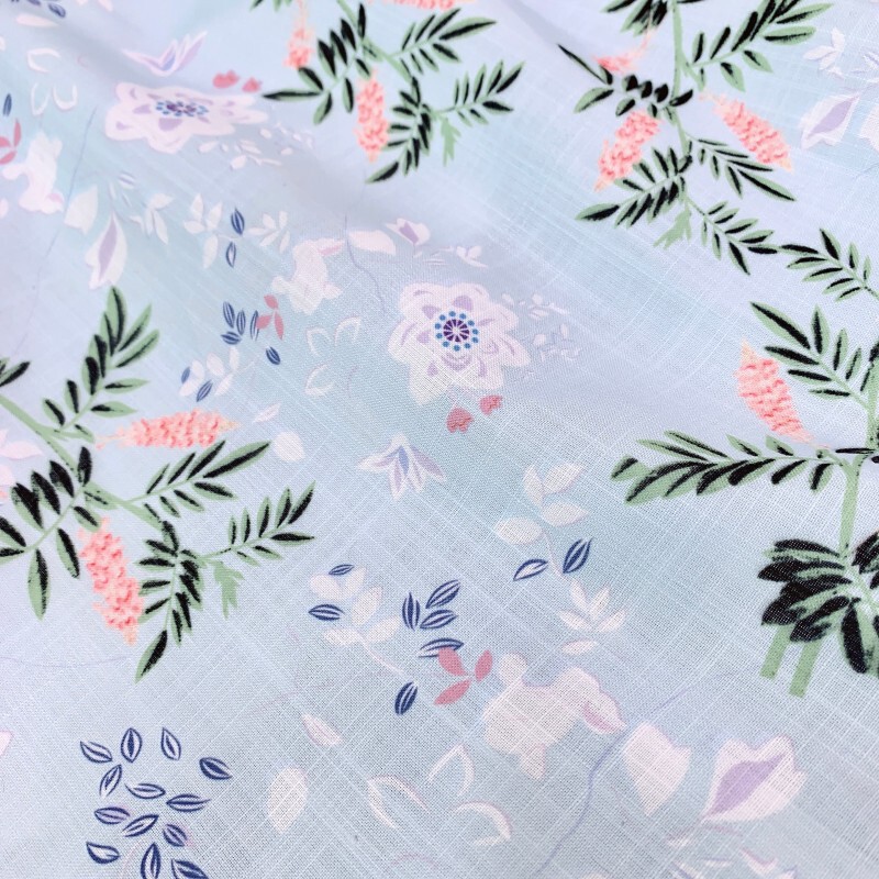 Đầm linen in hoa phong cách Pháp cổ vuông tay phồng dáng chữ A — Riviera của Nice
