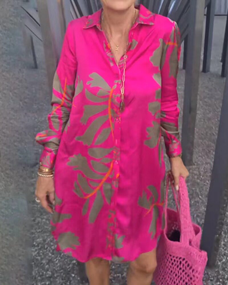 Floral Print V Neck Long Sleeve Dress Autumn Winter Style Womens Fashion Wholesale Available custom packaging