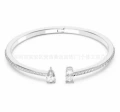 Open-end white gold bangle with three diamonds