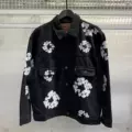 【kapok】black denim jacket (white floral appliqué)