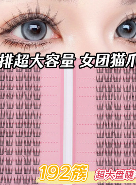 JIEFEI女团猫爪爪上睫毛猫耳朵假睫毛自然韩系上镜32排睫毛书单簇