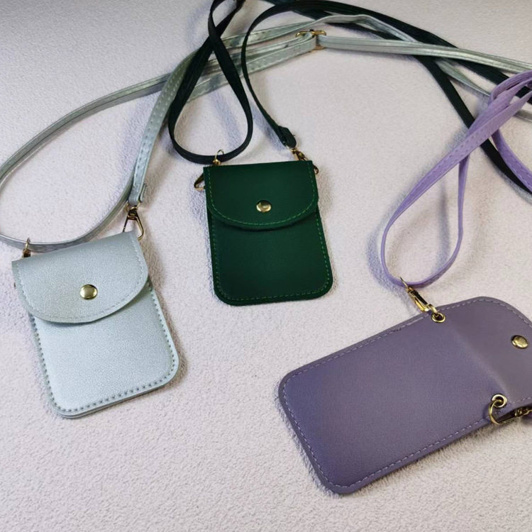 Factory direct Japanese and Korean simple flip coin purse lanyard diagonal shoulder strap card bag DIY phone case accessories bag